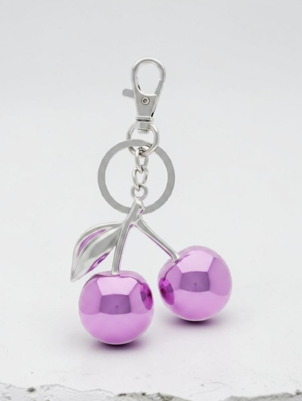 Nwt Sassified Boutique Matallic Pink Cherry Keychain Charm - Women Accessories